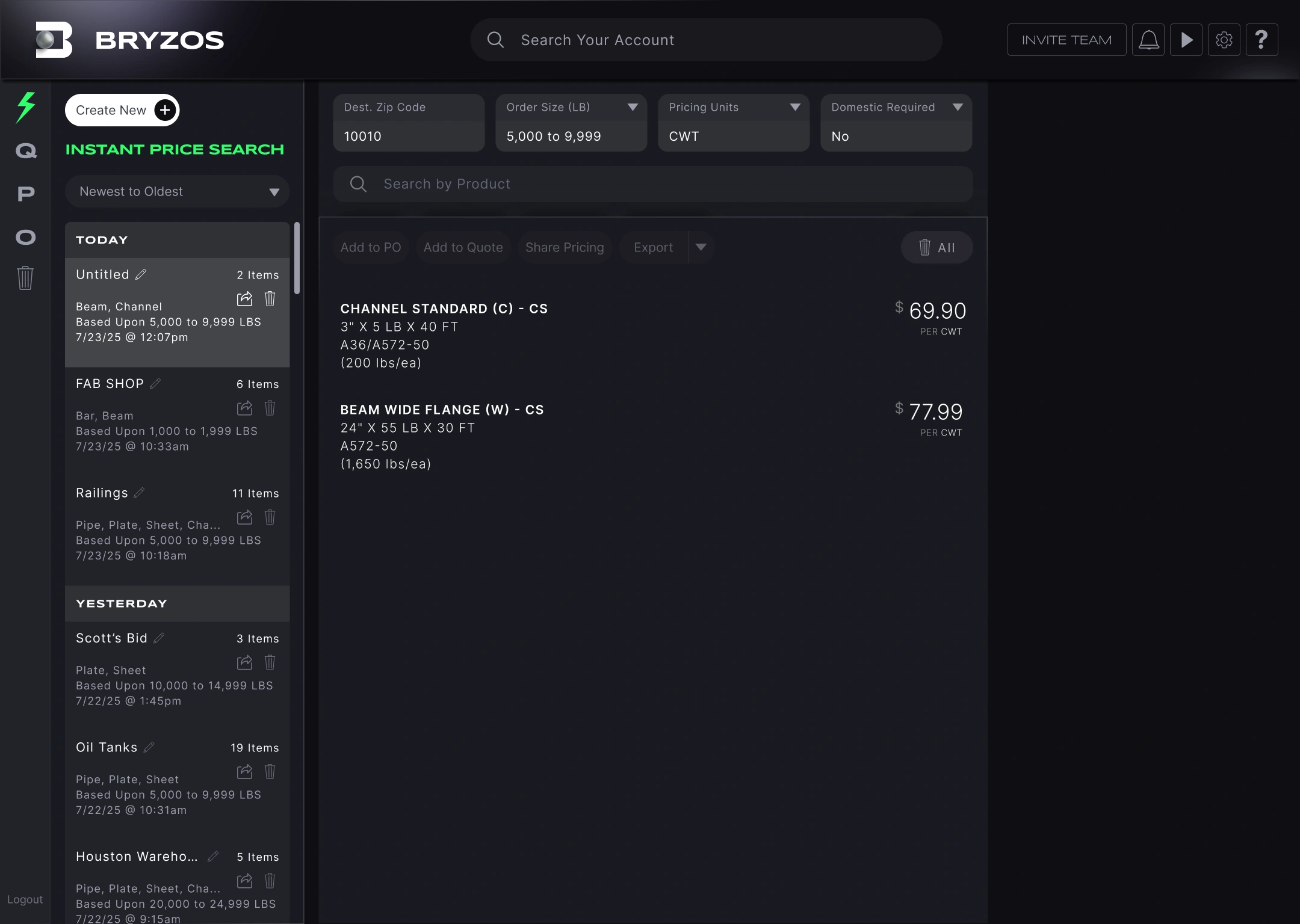 Instant Price Search